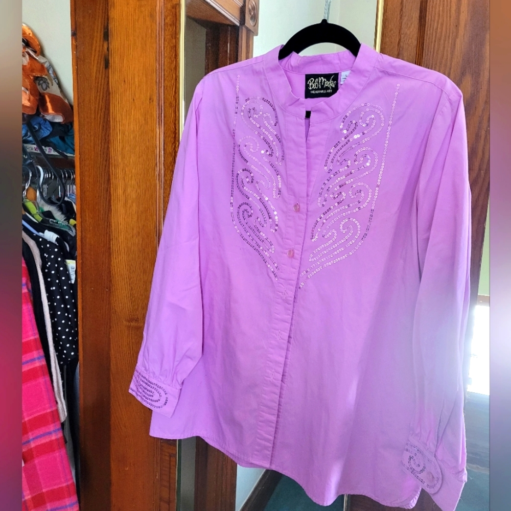 Purple Bob Mackie Sequin Detail Blouse